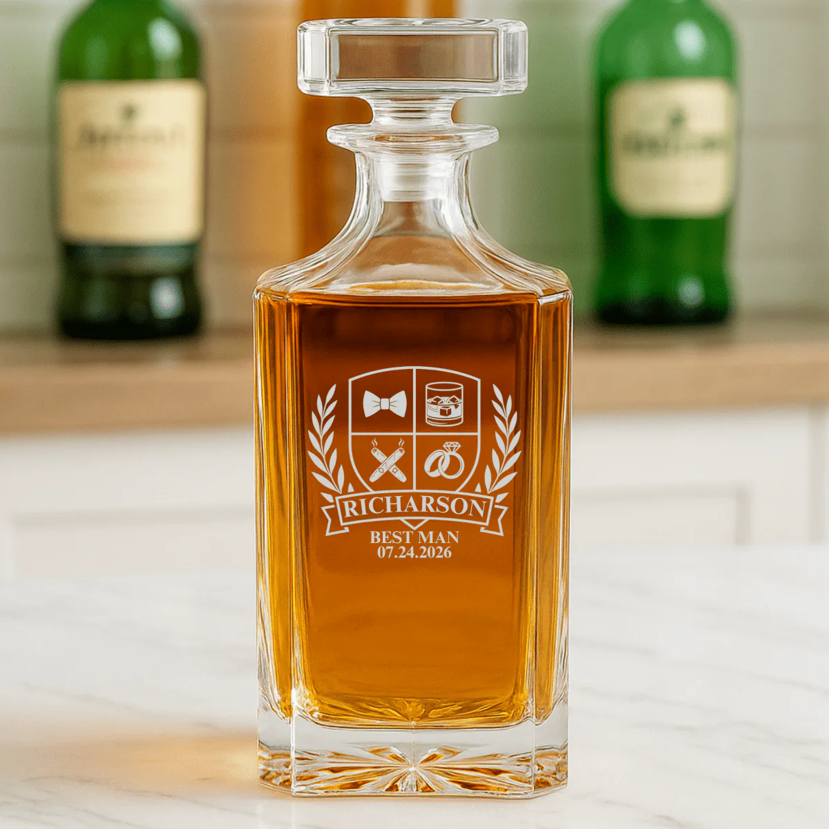 Wedding Party Crest Whiskey Decanter - Image 5