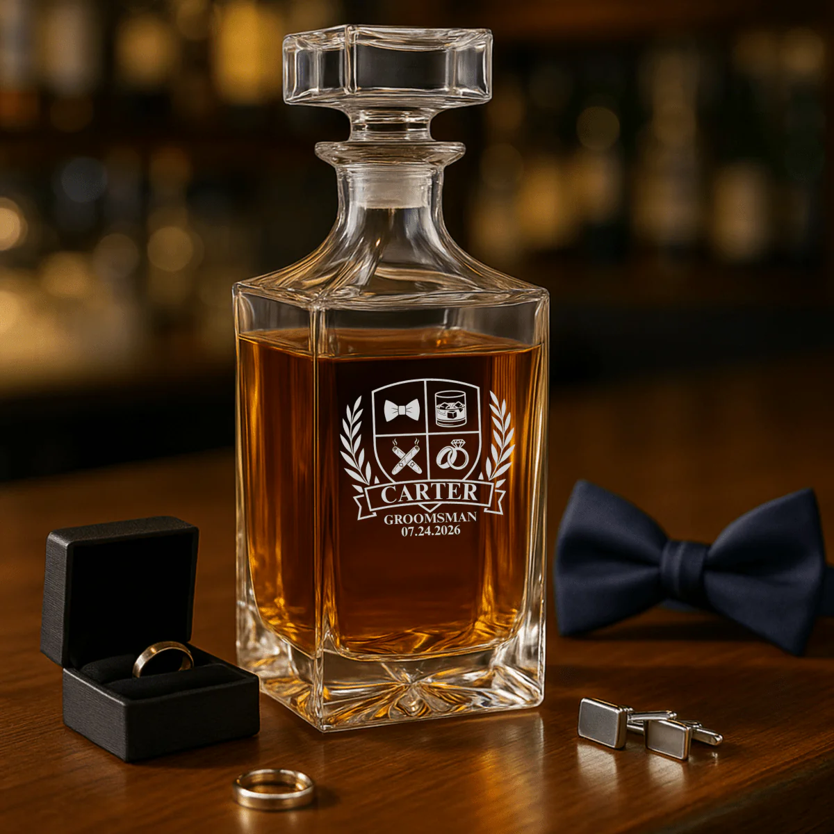 Wedding Party Crest Whiskey Decanter - Image 6