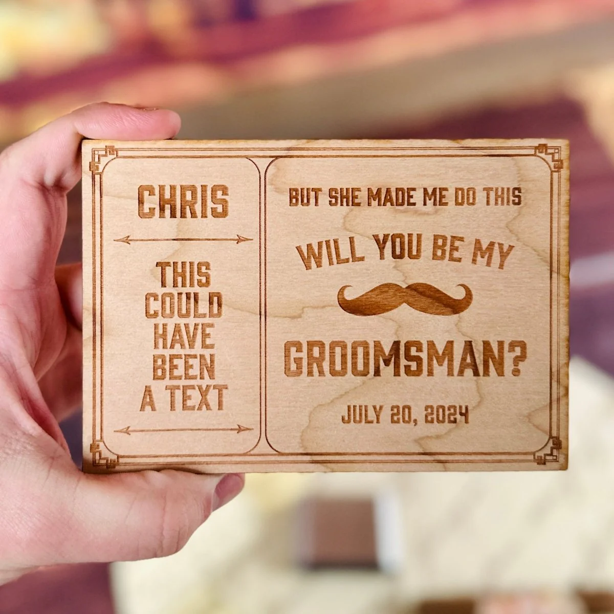 Wooden Groomsmen Proposal Card - Image 2
