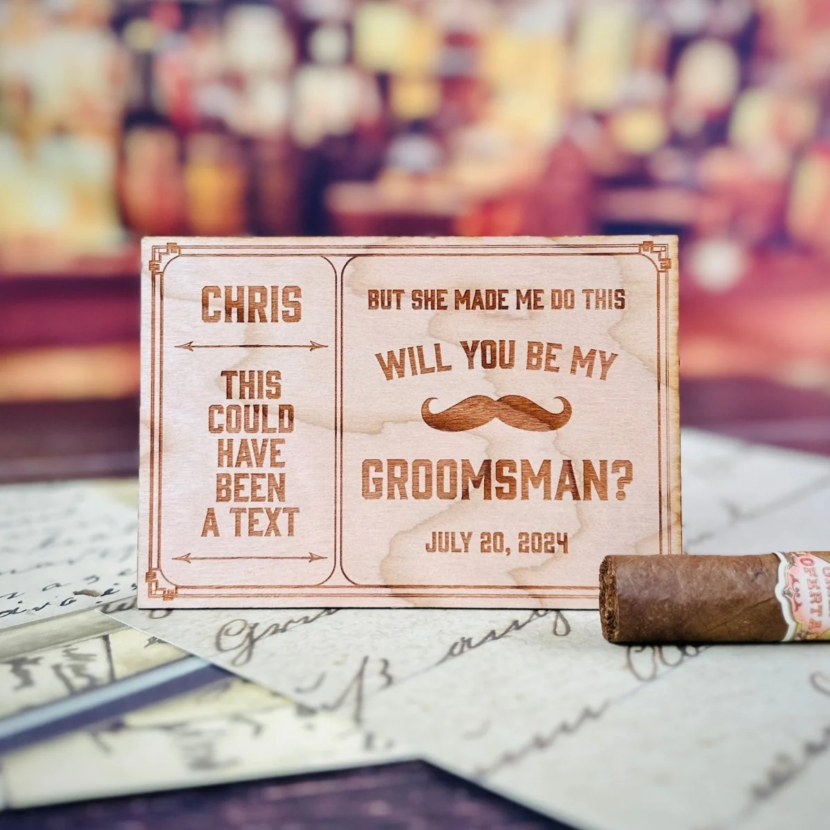 Wooden Groomsmen Proposal Card - Image 3